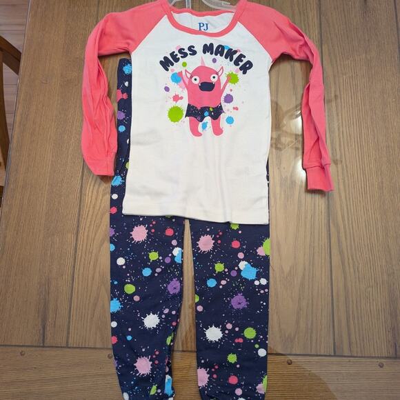 Toddler Girls Mess Maker Monster Snug Fit Cotton Pajamas -blue Size multiple - Picture 1 of 8